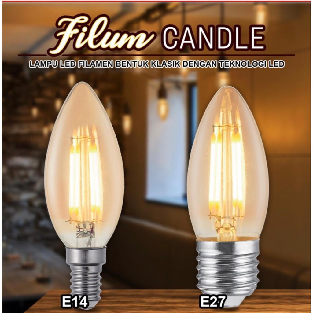 Lampu LED Filamen Surya Filum Candle SCF 35A1 4W E14/ E27 Warm White