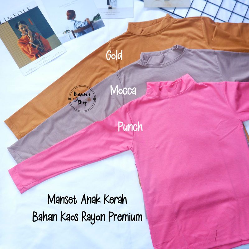 Manset kaos anak usia 3-5thn size L model turtle neck bahan rayon premium