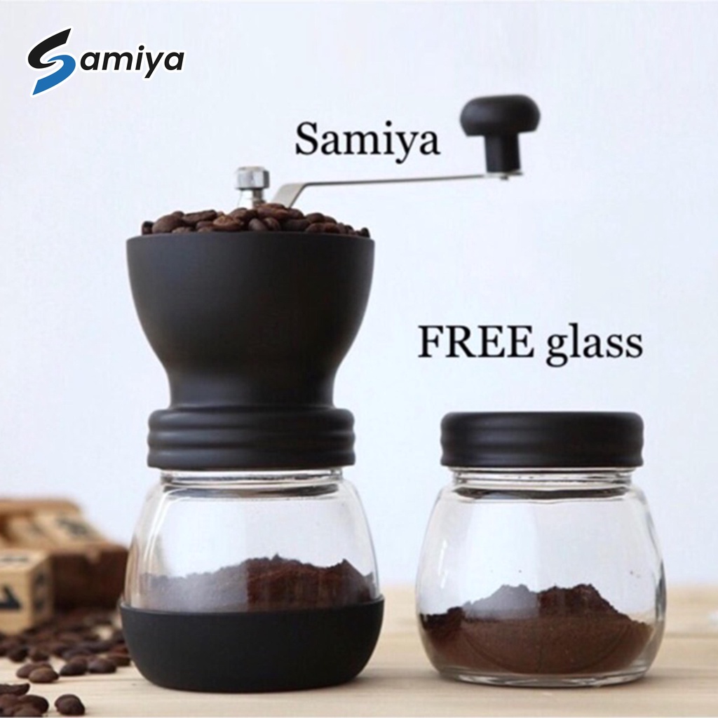 manual coffee grinder free glass / kopi grinder manual / gilingan kopi manual / penggiling kopi kaca