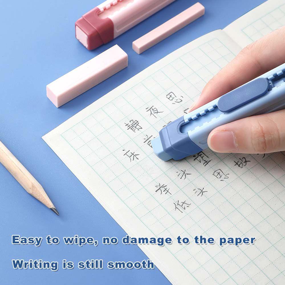 Mxbeauty Push Pull Eraser Anak Kawaii Retractable Sliding Dengan Karet Refill Alat Tulis Kantor