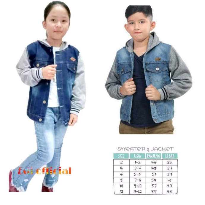 Jaket Anak Laki-Laki-Jaket Jeans Denim Usia 4  s/d 12 Tahun