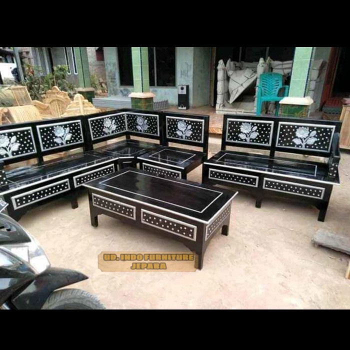 mebel meja kursi jati untuk ruangan tamu mewah pojok/ sudut ukir kayu jati murah