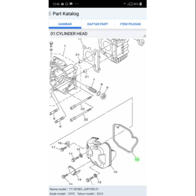 PAKING HEAD JUPITER Z1 ORIGINAL