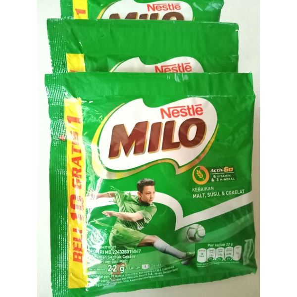 

Nestle Milo - 22gr x 10bks gratis 1bungkus ( 1renceng)