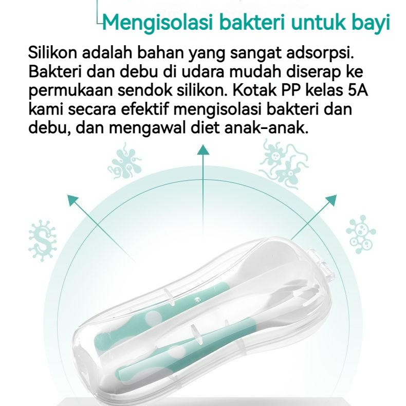 【Debora Mall】Alat Makan Bayi Sendok Bisa Ditekuk Set Sendok Garpu Bengkok Bahan Silikon Safety Spoon Baby Set Sendok Garpu BPA FREE