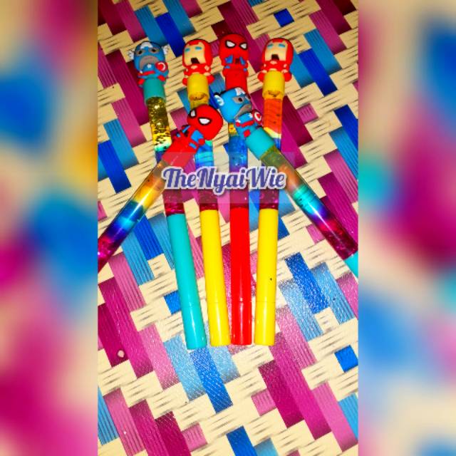

COD Satuan Pulpen gliter avenger iron man spiderman kapten amerika pulpen murah pulpen unik pen gel