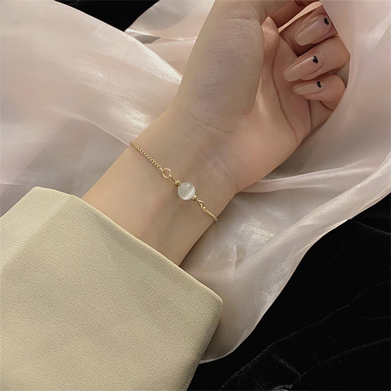 Gelang Korea Fashion Wanita Adjustable Gelang titanium Lapis Emas Bola Kristal Berlian Xuping Sederhana Desain Gelang Serut Ukuran Adjustable Manis Perhiasan