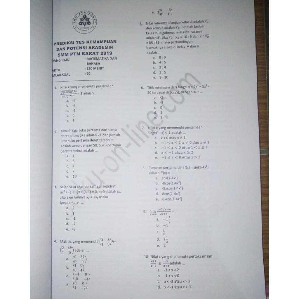 Contoh Soal Tes Mandiri Untan Saintek Ilmusosial Id