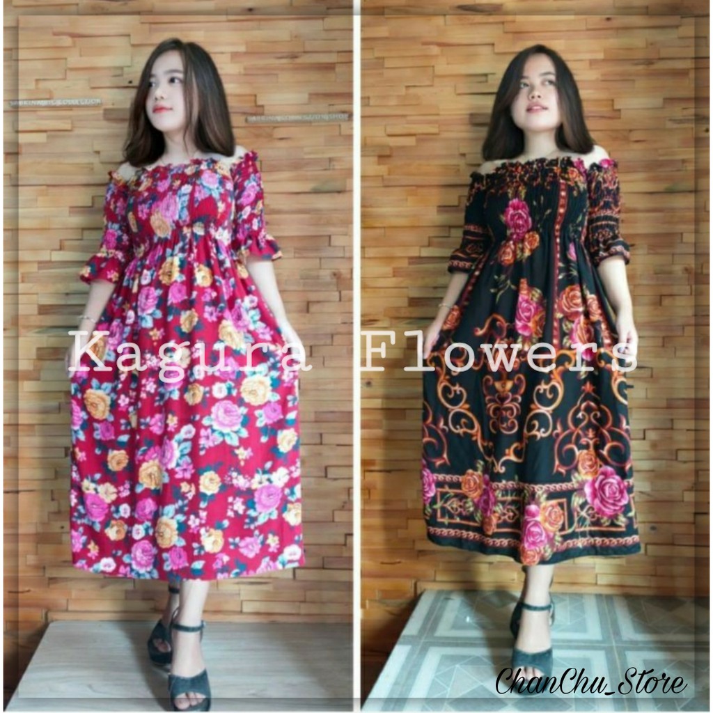 Dress Kagura Flowers - Fashion Wanita,Dress Motif,Dress Wanita,Dress Murah
