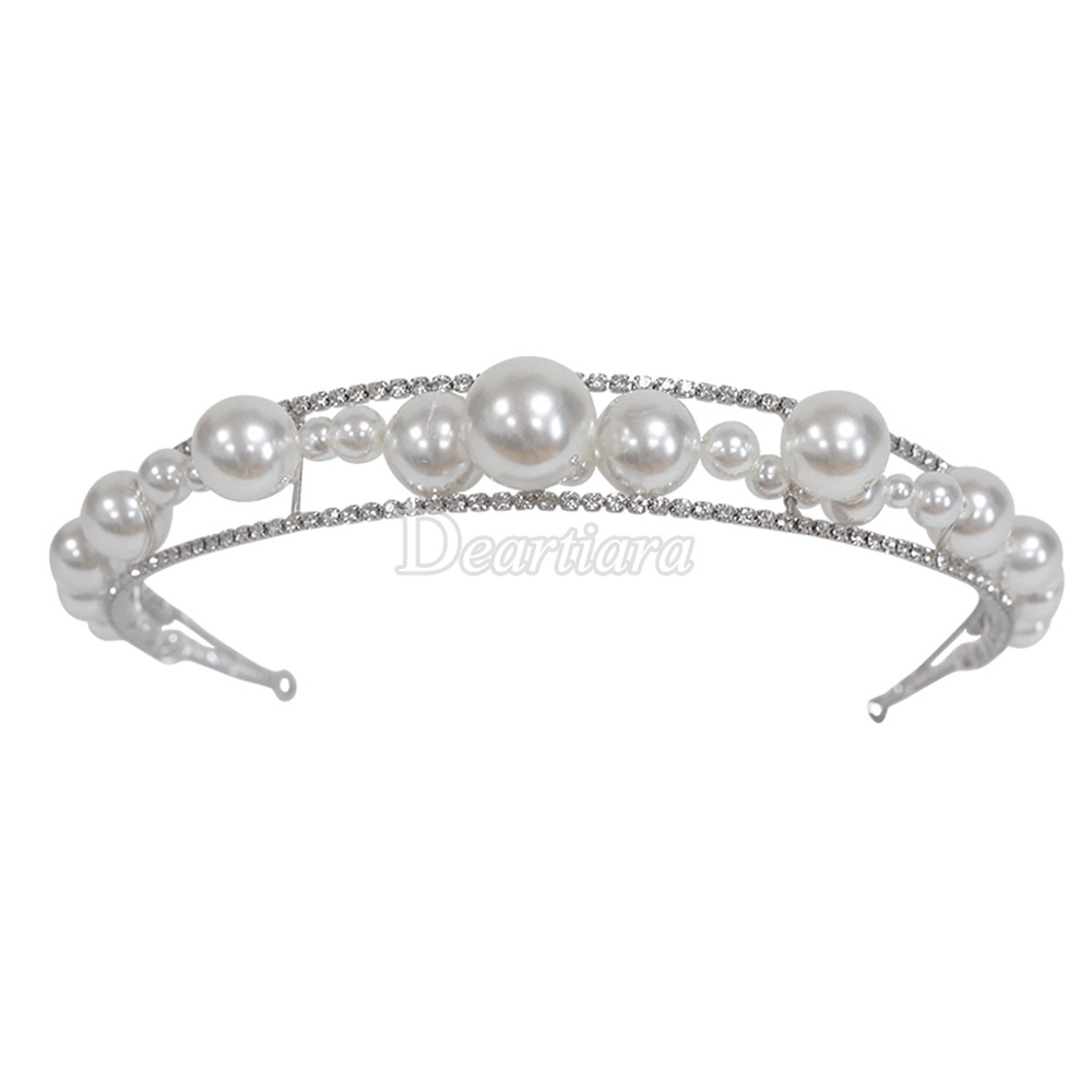Bandana Bahan Alloy Aksen Mutiara Berlian Imitasi Gaya Korea Untuk Aksesoris Rambut Pengantin Wanita