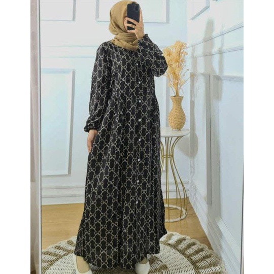 Gamis Rayon Premium Motif Branded Model Terbaru Full Kancing LD 110 // Gamis Lebaran Terbaru 2023 // Gamis Murah Berkwalitas