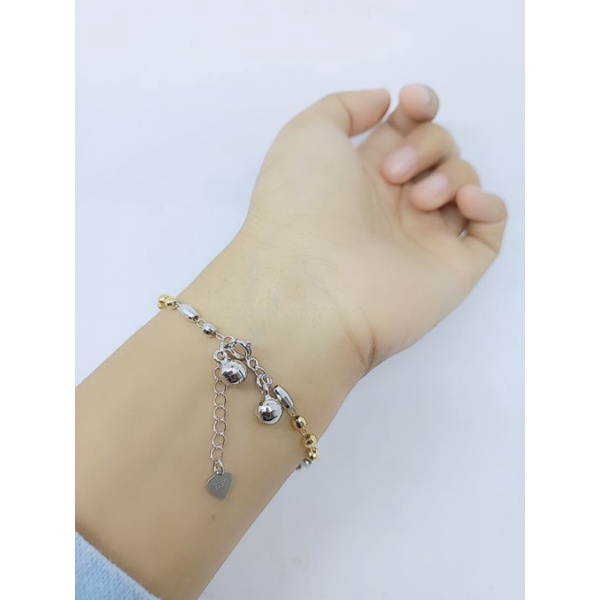 gelang pentol ukir variasi belimbing kombi warna +2bel / gelang perak asli silver 925 lapis emas