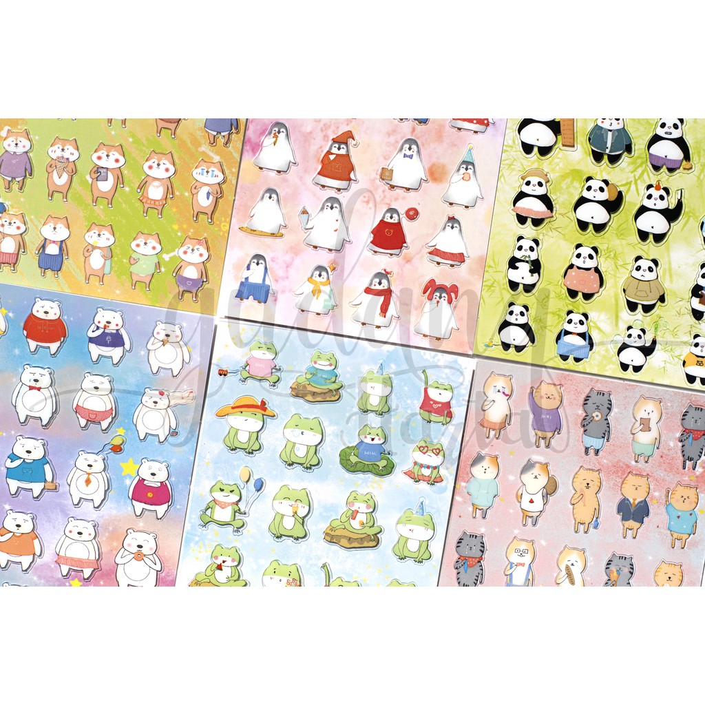 Stiker Motif Animal Sticker Pinguin Panda Cat DIY Scrapbook GH 303051