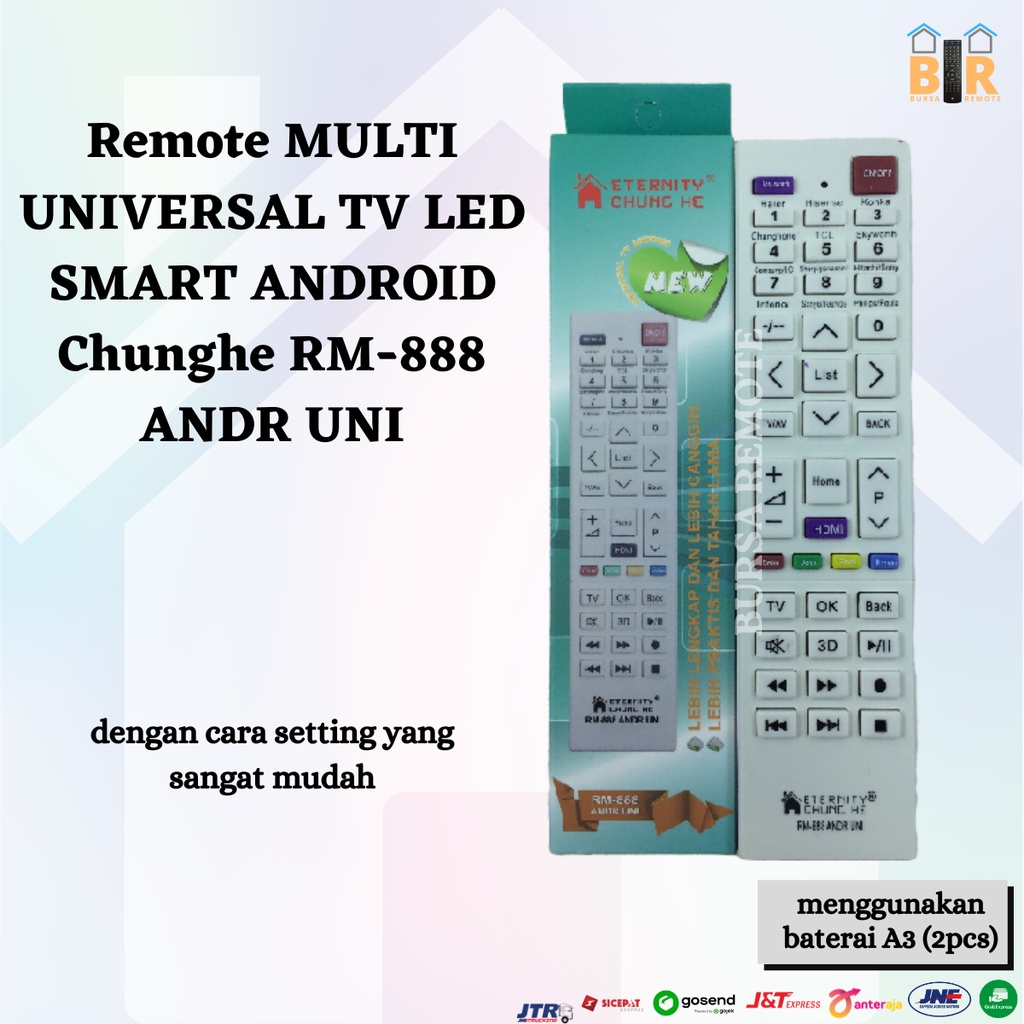 Remot / Remote MULTI UNIVERSAL TV LED SMART ANDROID Chunghe RM- 888 ANDR UNI (philips, skyworth coocaa, haier aqua)