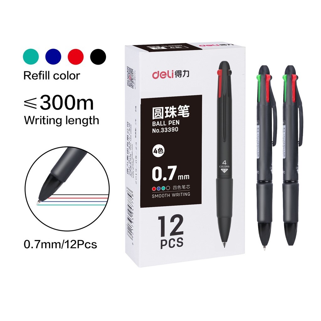 

PULPEN 4 WARNA DELI 33390 BALLPOINT 4 COLOURS 0.7 MM MURAH