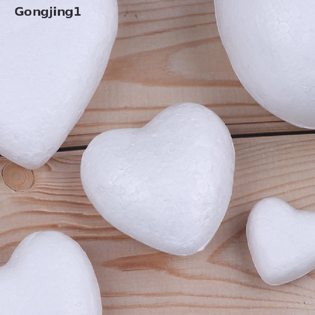 Gongjing1 10pcs Busa Polystyrene Styrofoam Bentuk Hati Untuk Dekorasi Natal