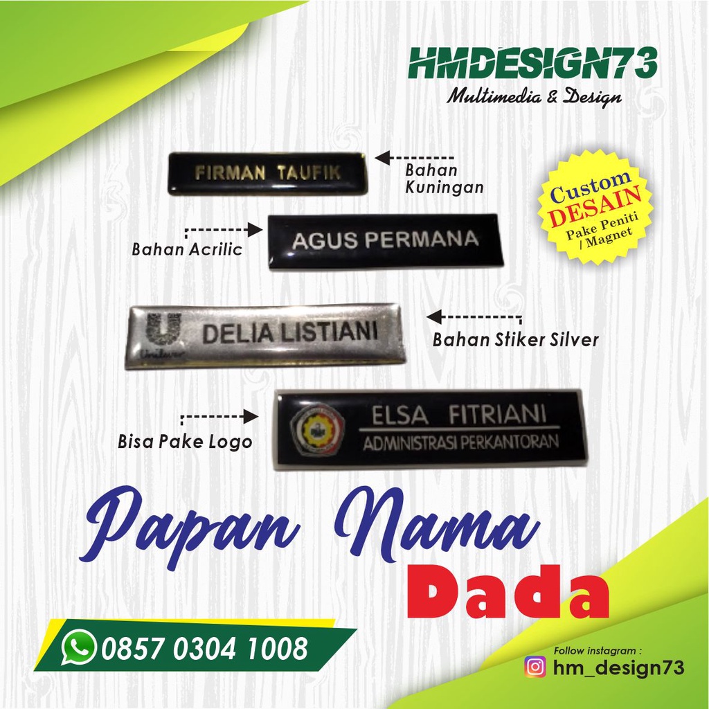

PAPAN NAMA DADA ACRILIC / PAPAN NAMA PNS / PAPAN NAMA KADES