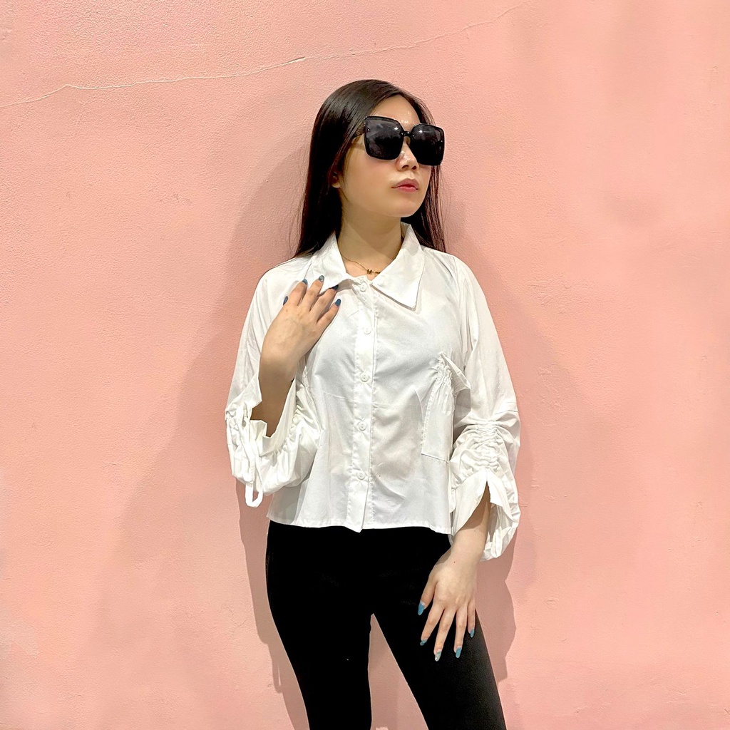 RD FASHION  - SHAVA / SEORINA SHIRT / TERINA / XXL CANTIKA TOP POPLIN POCKET KEMEJA CROP SERUT