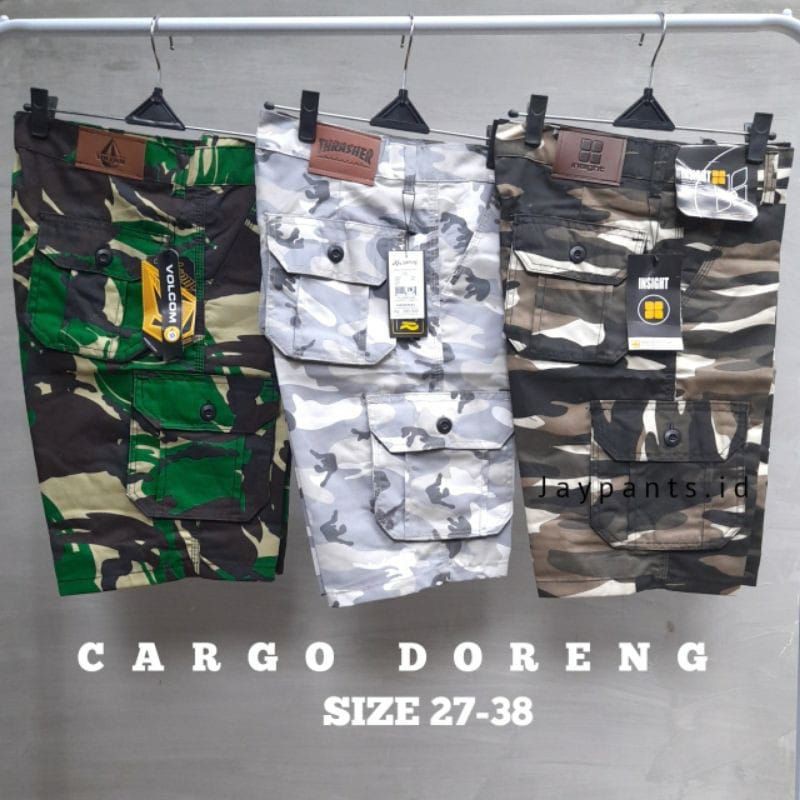 Celana Cargo Doreng Army Pendek Size 27-38