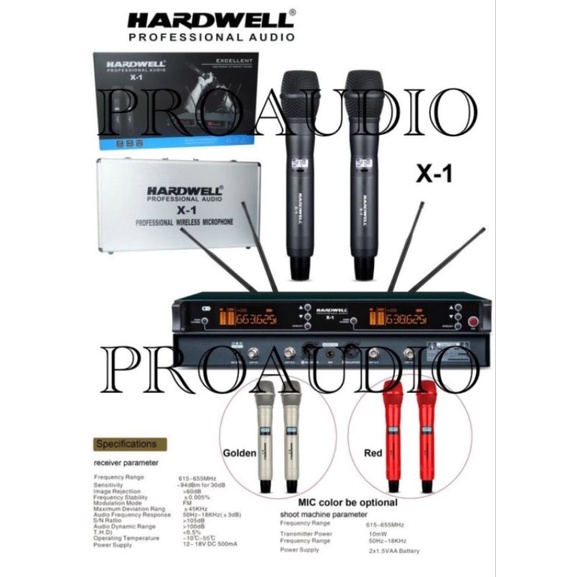 Mic Wireless Hardwell X1 Original 2 Mic Handle + Hardcase Original