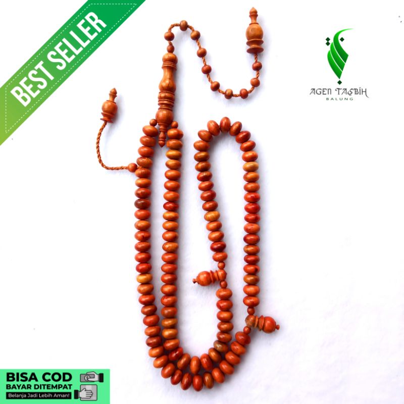 Tasbih Kayu Secang Asli Motif Pipih Super, Kayu Langka Nusantara Asli