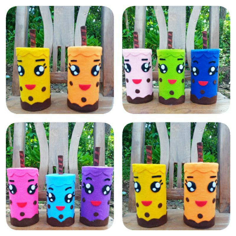 celengan boba dari kain flanel dan kaleng bekas