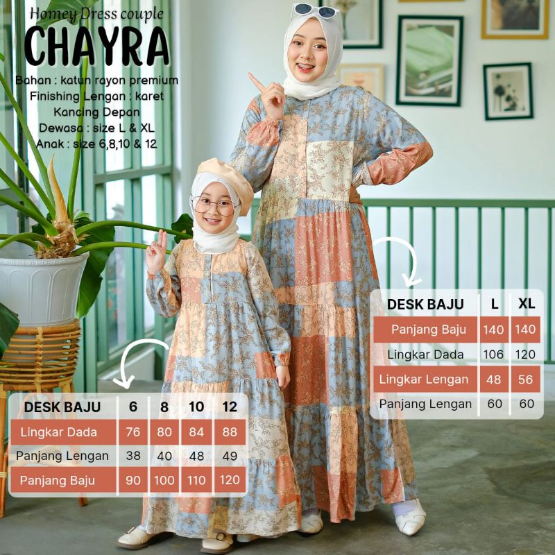 BeautyOne - Homey Dress Chayra Jumbo Gamis Mom &amp; Kids Couple Dress Flower Bahan Katun Rayon Premium Nyaman Dipakai | Bisa COD