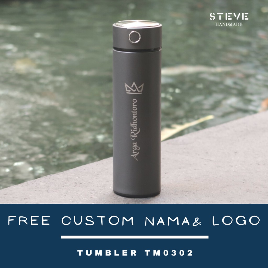 Botol minum stainless termos vacuum tumbler travel mug TM0302 Grey custom Tahan Air Panas dan Dingin