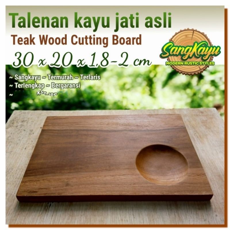 Talenan kayu jati asli 30x20 teak wood wooden cutting board rustic