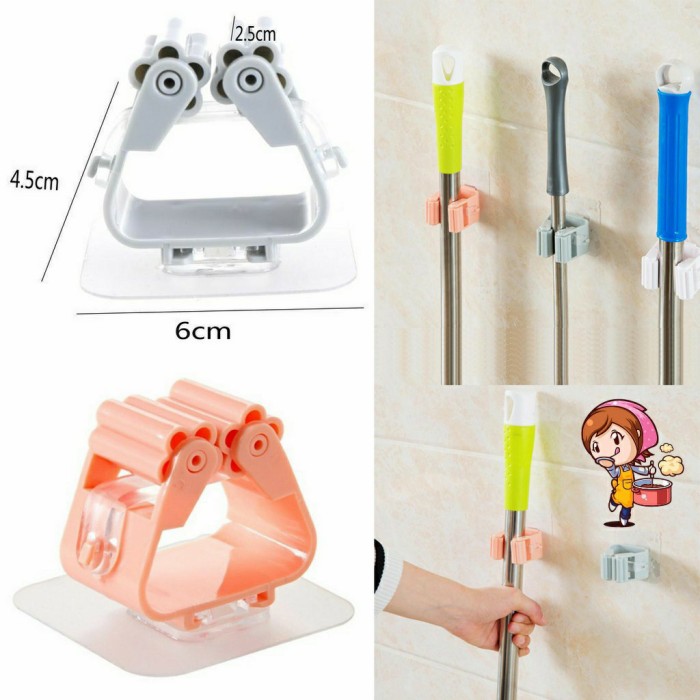 Elmart Klip Penjepit Gantungan Sapu Pel Mop Holder Suction Hanger