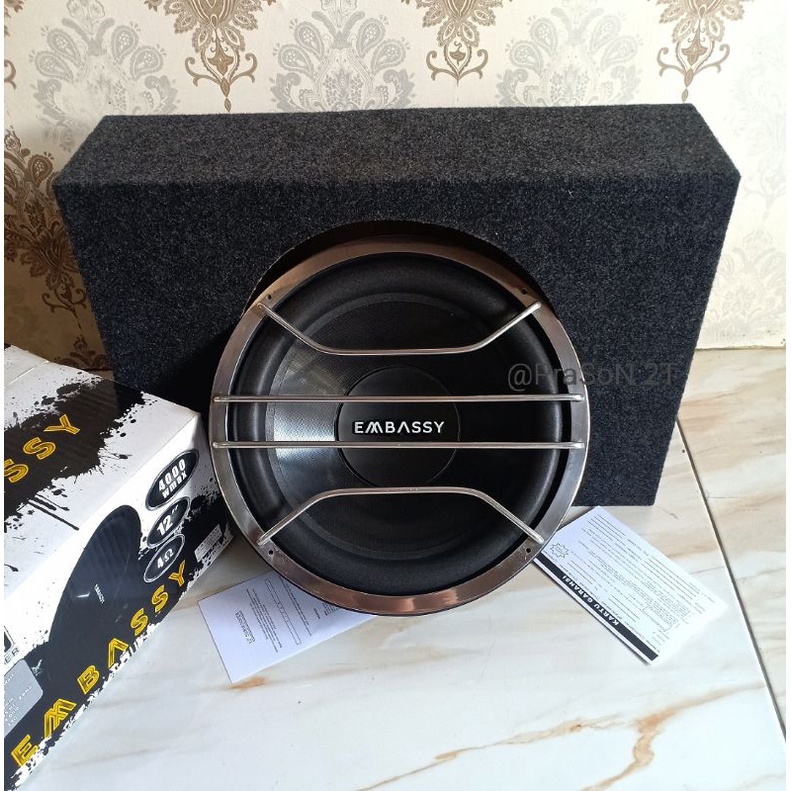 Subwoofer Embassy 12inch +Box Mdf & Grill Stenliss