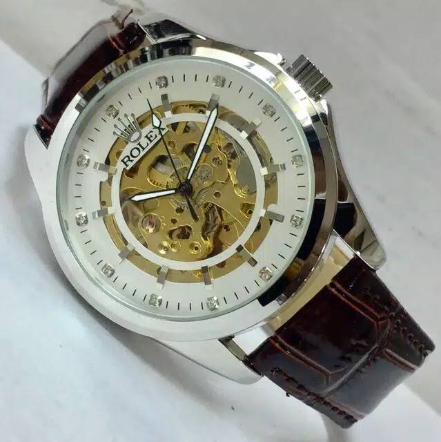 Rolex Big Skeleton  Kulit Mata Balok Otomatis