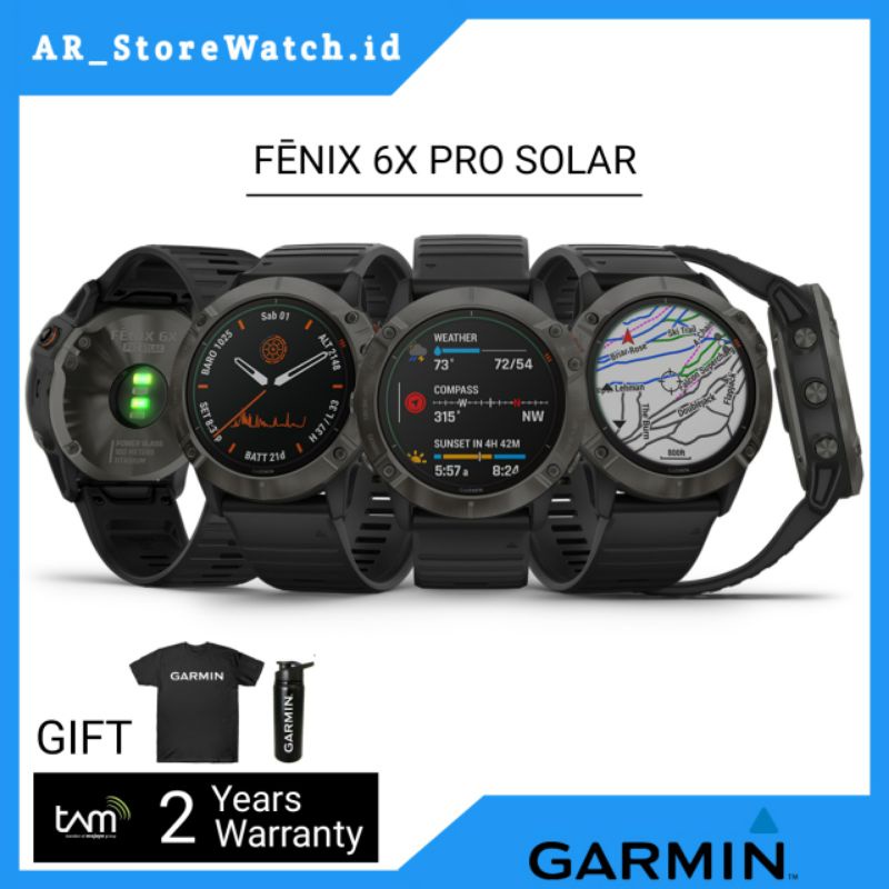 GARMIN Fenix 6x Pro Solar Titanium Carbon Black Jam Tangan Smartwatch Original Tam & garansi Tam