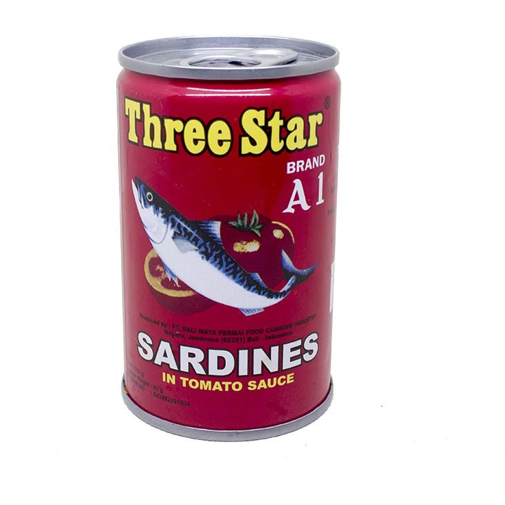 

Quality Control✅Paket 6 Pcs Three Star Sarden mini saus tomat Makanan Kaleng 155 g|RA5