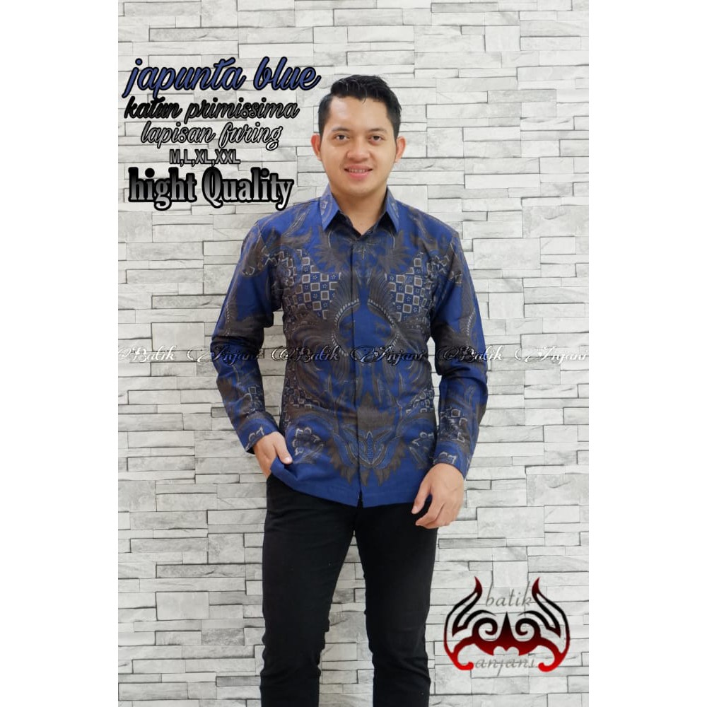 Batik Pria JAPUNTA BLUE Kemeja Full Furing Bahan Katun Primisima