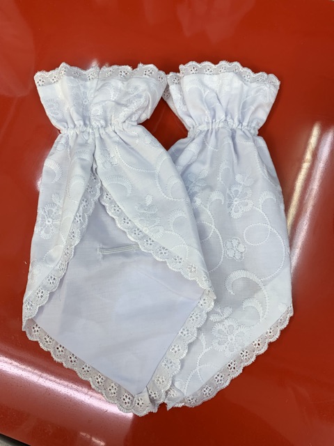 SARUNG TANGAN SHALAT WARNA PUTIH DAN HITAM / SARUNG TANGAN HAJI UMROH ( katun paris )