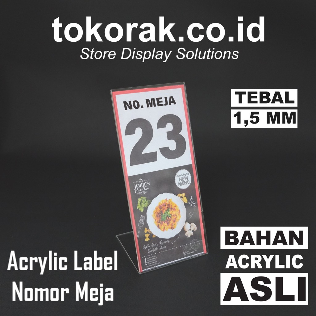 ACRYLIC NOMER MEJA -AKRILIK-TENT CARD - MENU BROSUR - DISPLAY HOLDER