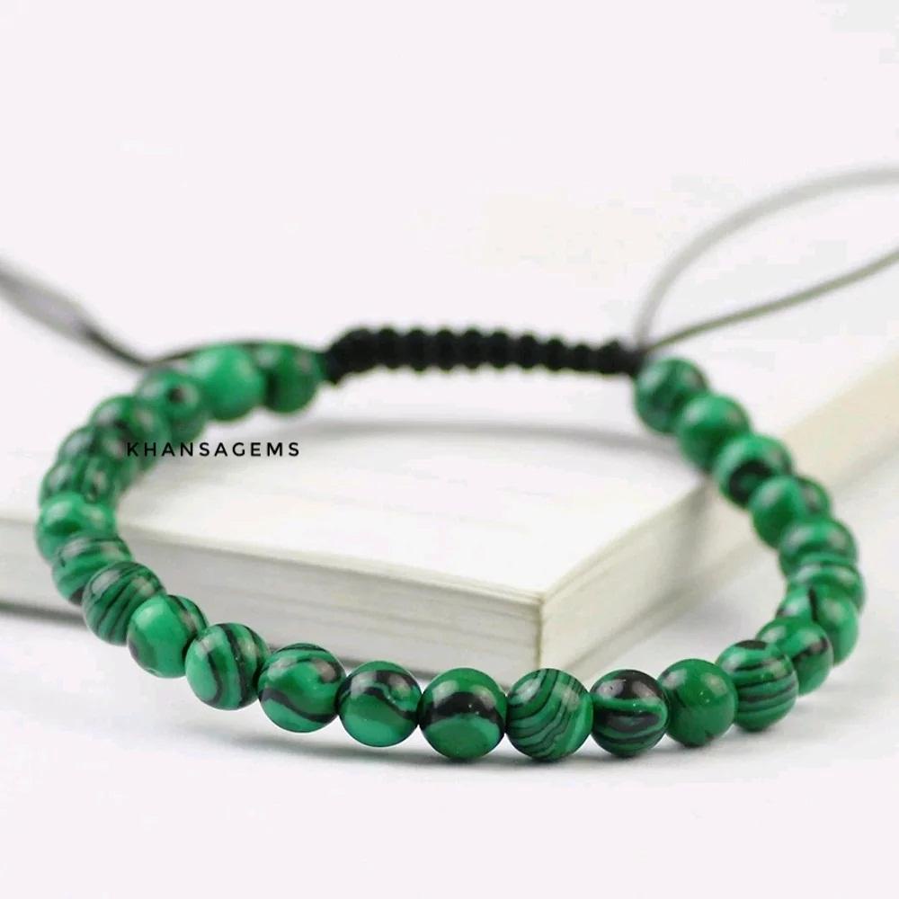 Gelang Batu Natural Malachite Aneka Diameter 6mm 8mm 10mm 12mm Top Quality