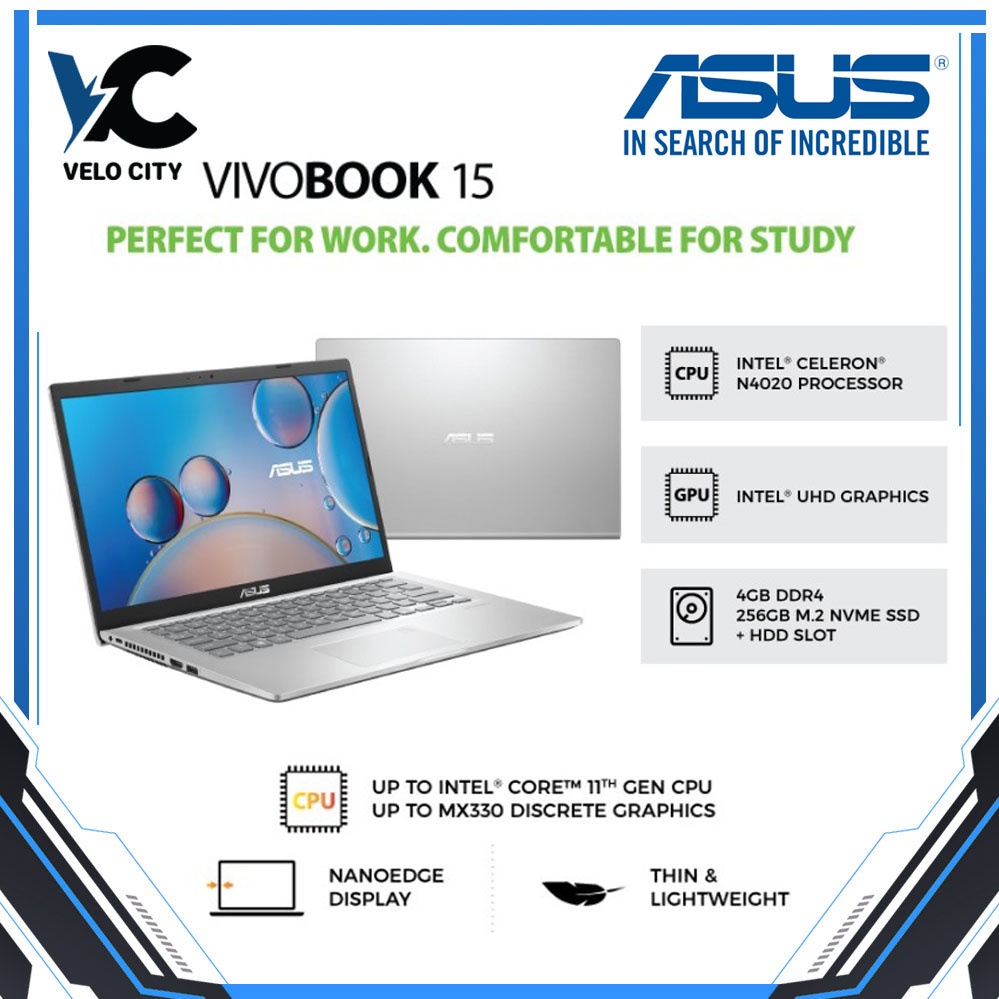 Laptop Asus A516MAO-FHD424 /Celeron N4020/4GB/256GB SSD/15.6″/Win 10