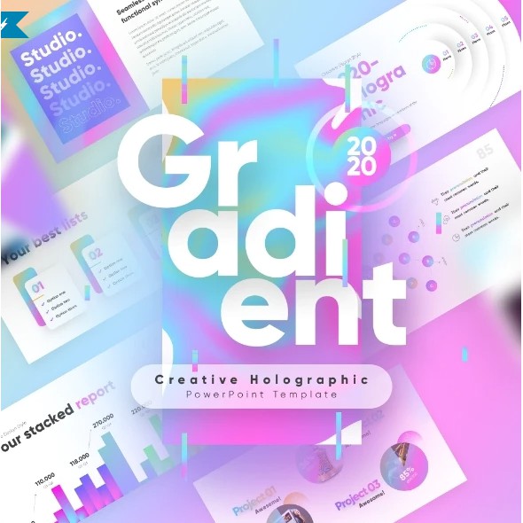 

NS Gradient Holographic Powerpoint Presentation Template Fully Animated