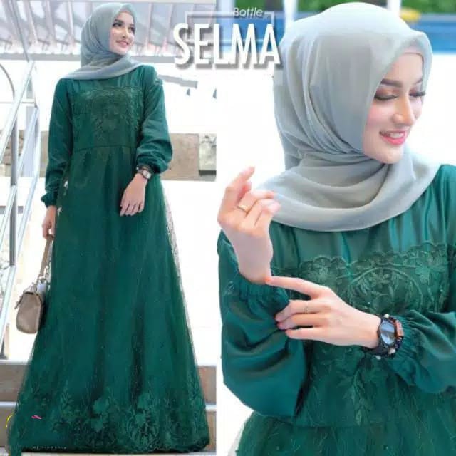 GAMIS SELMA / GAMIS BRUKAT TILE IMPORT / GAMIS MAXI MUSLIM BRUKAT TILE / GAMIS KONDANGAN