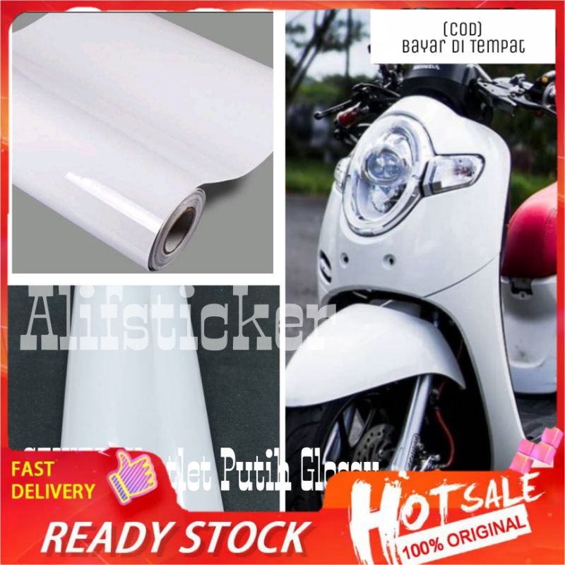 Stiker Skotlet Putih Glossy Sticker Motor Putih Glossy