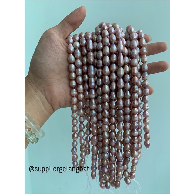 Bahan Mutiara Air Tawar Barok / Baroque LAVENDER 8 x 14mm OVAL pearl