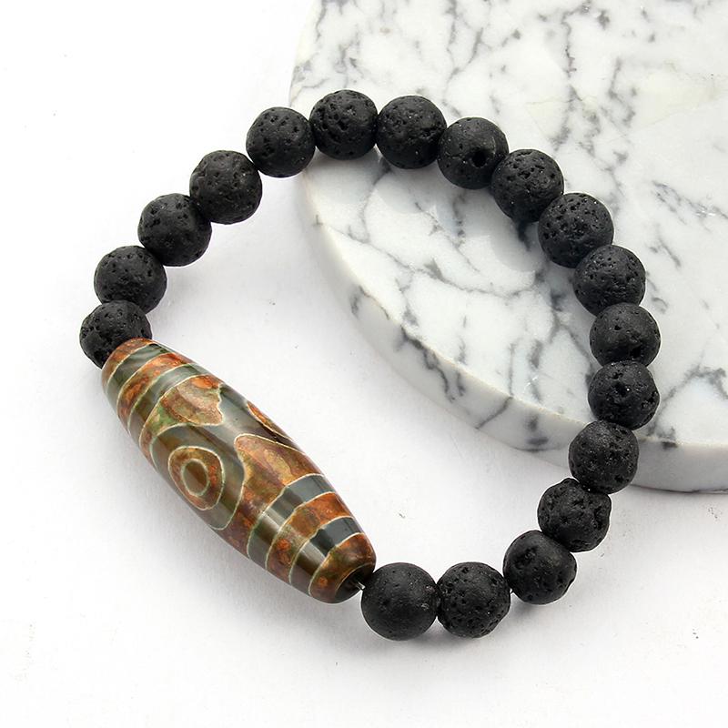 [Women &amp; Men Natural Lava Volcanic Stone Agate Beads Bracelet] [Stress Relief Healing Chakra Yoga Lucky Bracelet] [Jewellery Accessories Gifts]