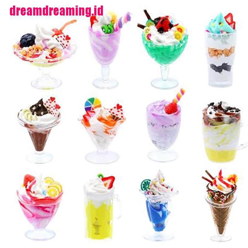 12pcs / set Mainan Plastisin Mini Bentuk Sundae Dreamdreaming Cup Untuk DIY Modeling Es Krim