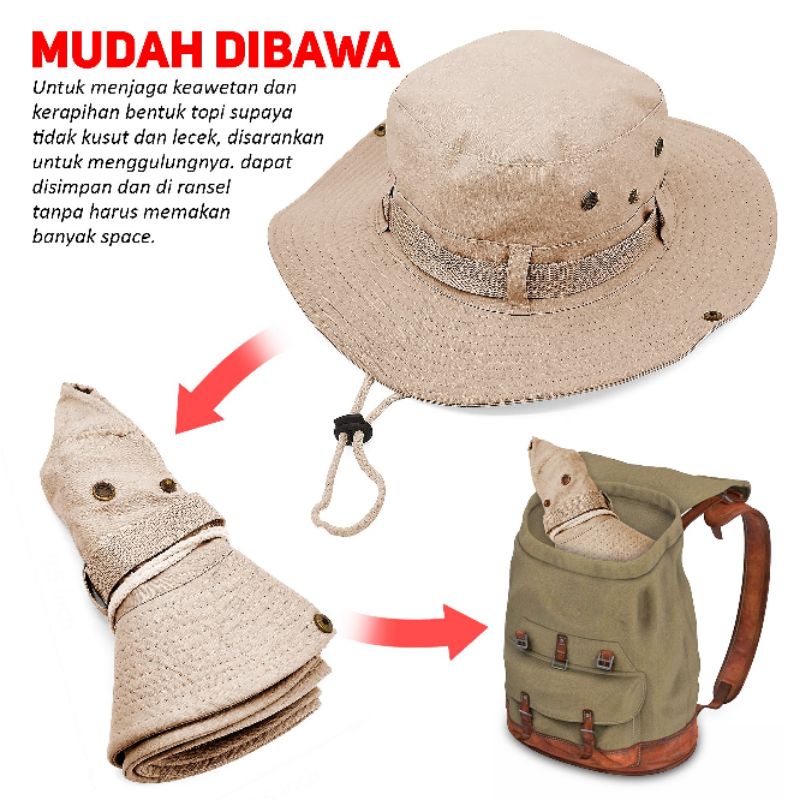 TOPI RIMBA PRIA WANITA DEWASA BUCKET ADVENTURE OUTDOOR HAT HIKING TOPI MANCING TOPI PENDAKI GUNUNG TOPI KOBOY