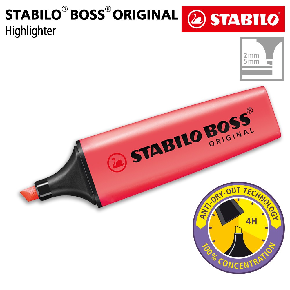  STABILO  BOSS Original Red Highlighter Warna Merah  