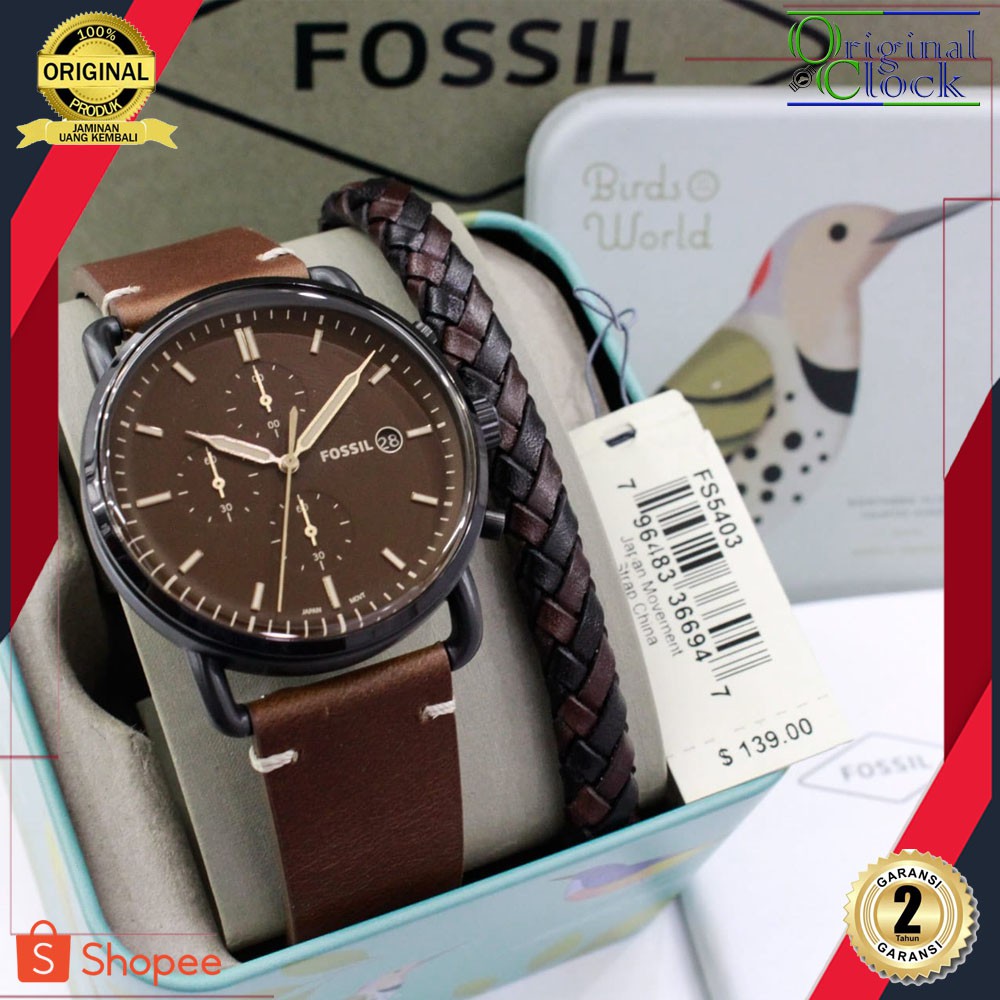 JAM TANGAN PRIA WANITA | RANTAI | KULIT | KARET | MURAH | PRIA F0*SIL ORIGINAL FS5403 WITH BRACELET 