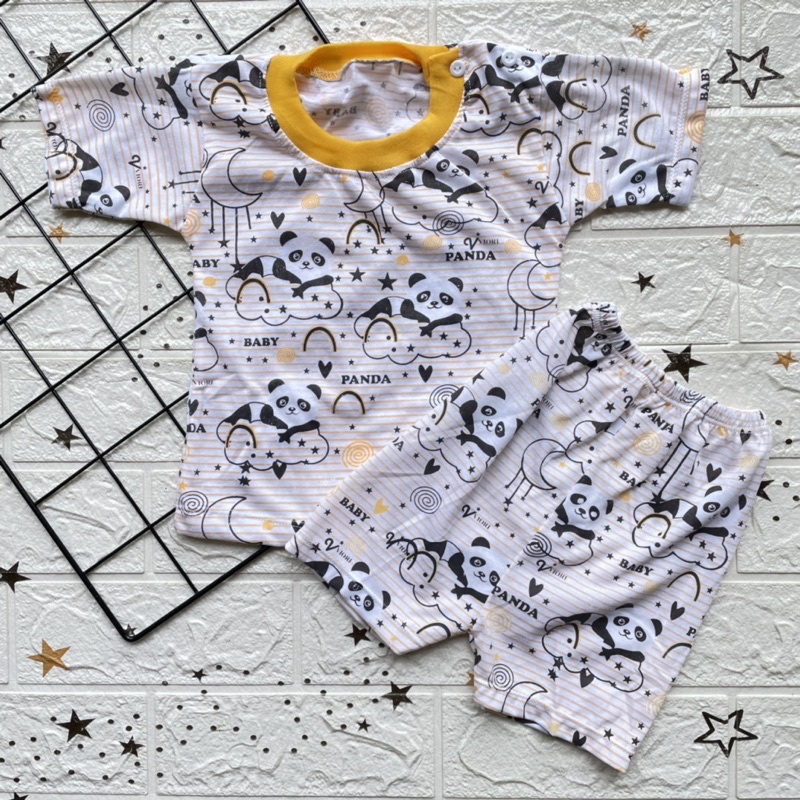 Setelan Bayi Oblong Pendek Bayi Baju Bayi Celana Bayi Atasan Baju Bayi 3-12Bulan DNW BABY