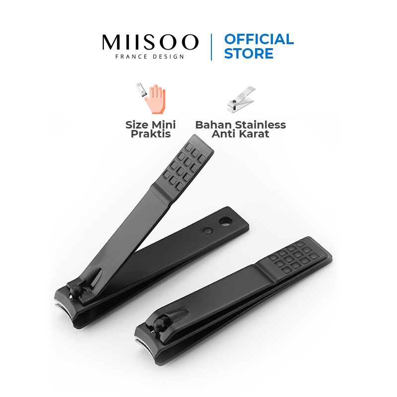 MIISOO Gunting Kuku Alat Potong Kuku Tajam Stainless Steel Manicure Pedicure Black